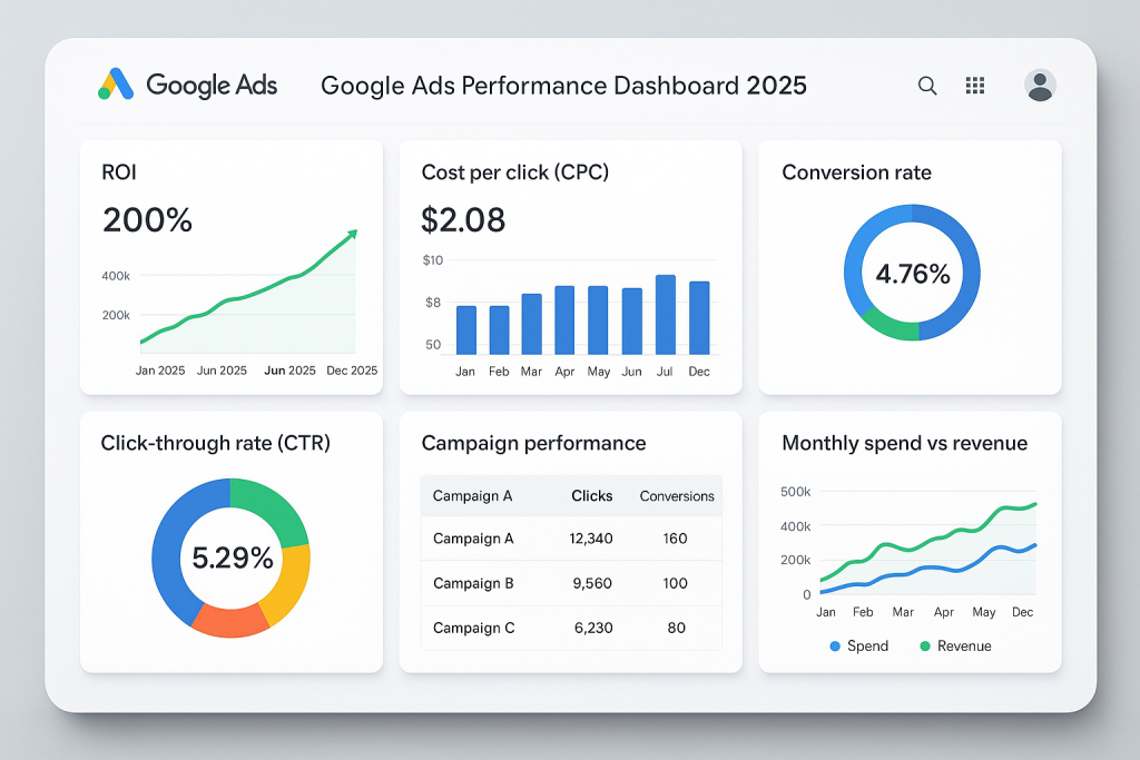 Are Google ads worth it 2025 showing ROI analytics dashboard with performance metrics